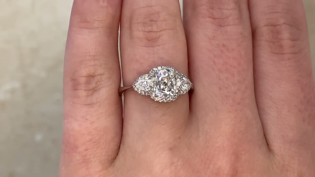 1.20ct Antique Cushion Cut Diamond Firestone Ring