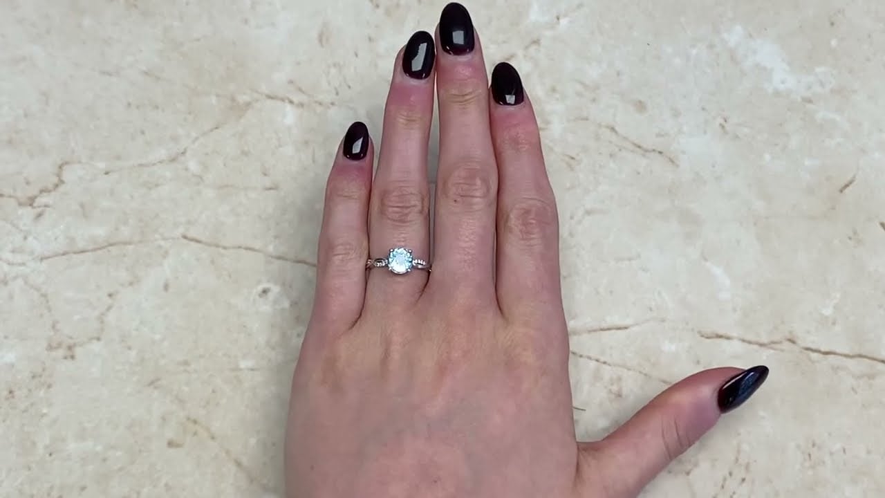 1.16 Carat Round Cut Natural Aquamarine Engagement Ring - Cutler Bay Ring - Hand Video