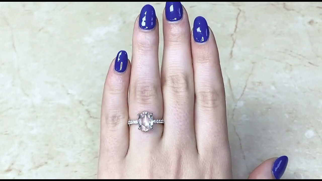 2.69ct GIA Certified Rose Cut Diamond Engagement Ring - Calabria Ring - Hand Video