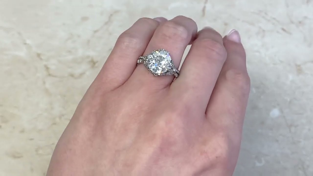 4.18ct Old European Edwardian Era Engagement Ring - Bedworth Ring - Hand Video