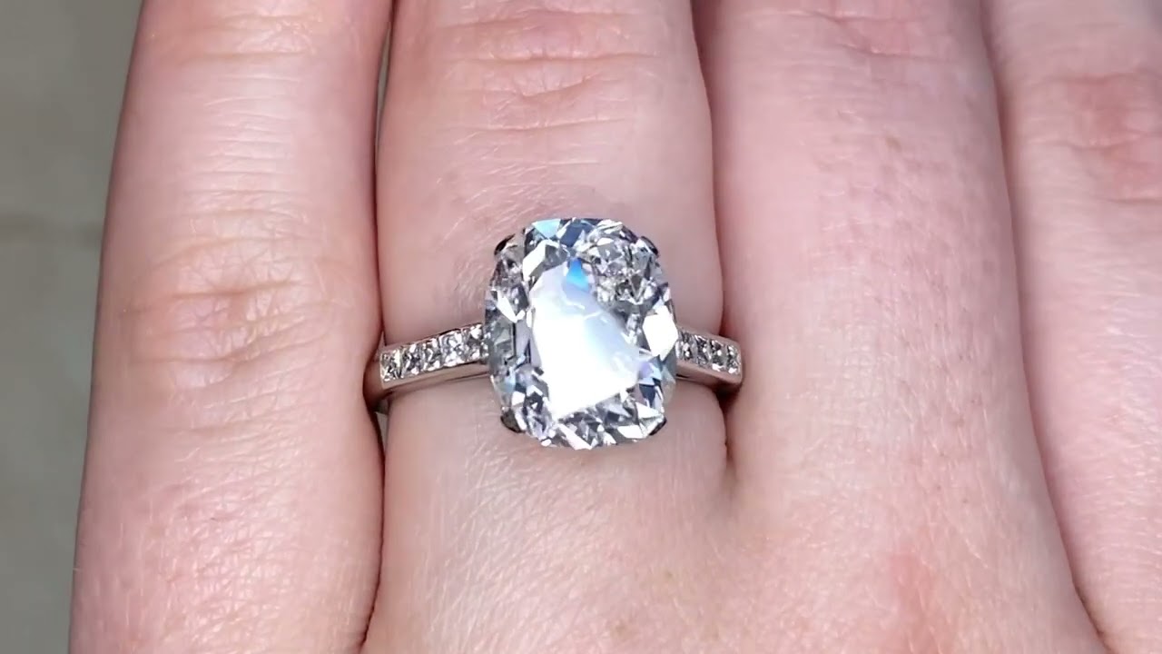 GIA Certified 5.01ct Elongated Cushion Cut Diamond Engagement Ring - Ellsworth Ring - Hand Video