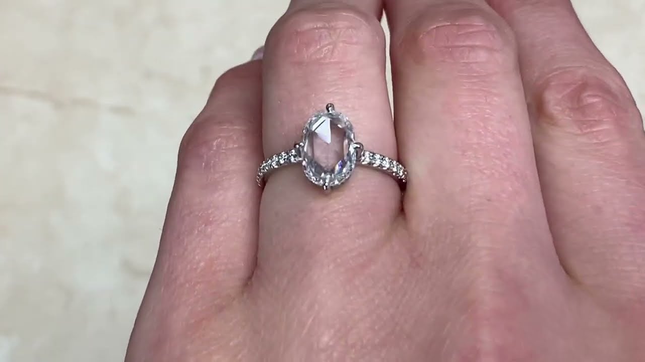 1.35ct Center GIA Certified Rose Cut Diamond Engagement Ring - Bridgewater Ring - Hand Video