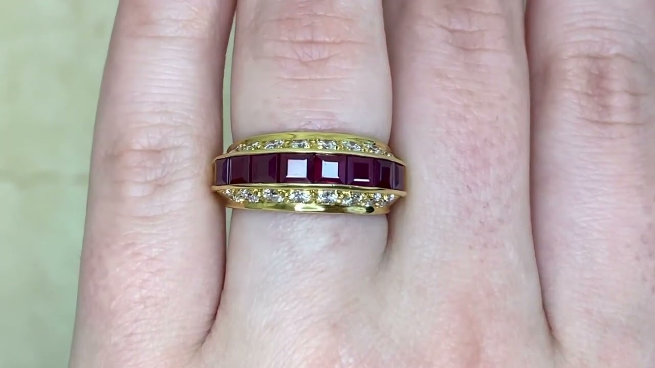 Ardonia Ring - Vintage 18k Yellow Gold Ruby and Diamond Ring. Circa 1970