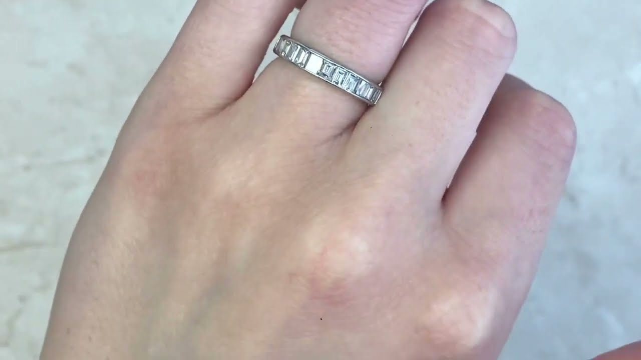 Vintage Half Eternity Emerald Cut Diamond Band - Hillman Band. Circa 1950 - Hand Video