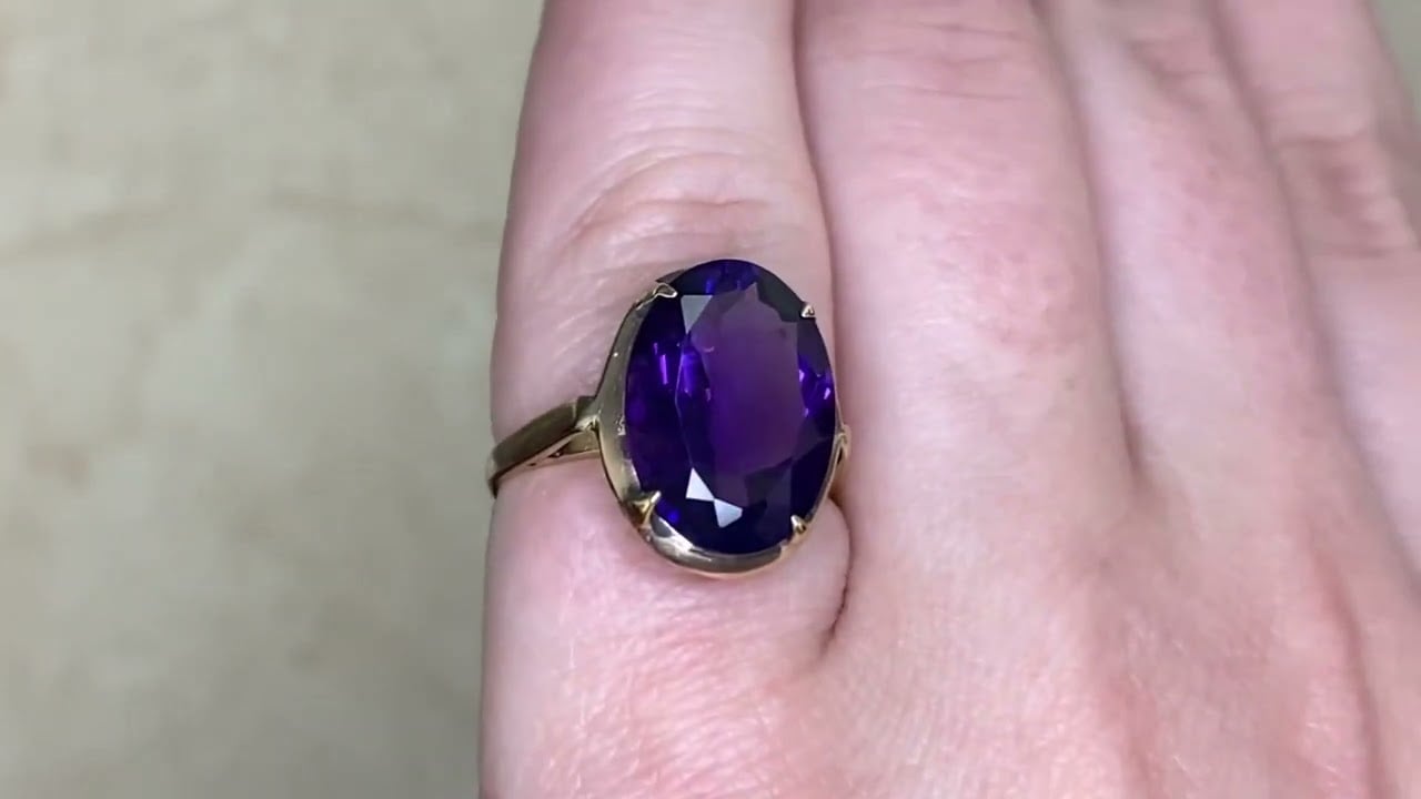 Antique 5.03ct Amethyst Engagement Ring -Derora Ring- Hand Video