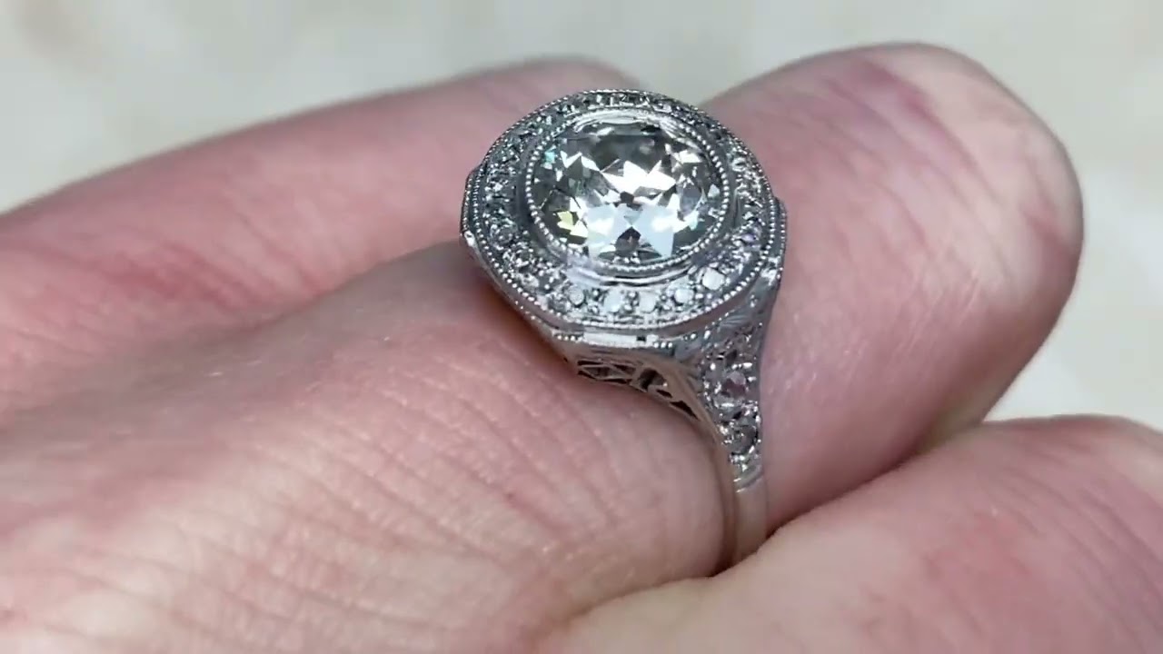 1.55ct Art Deco Original Old European Cut Diamond  Engagement Ring  - Barcelona Ring - Hand Video