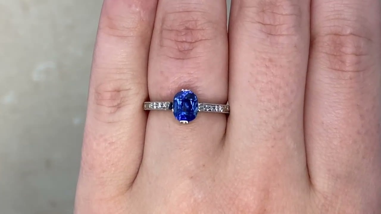 1.34ct Kashmir Sapphire Platinum Kingstree Ring