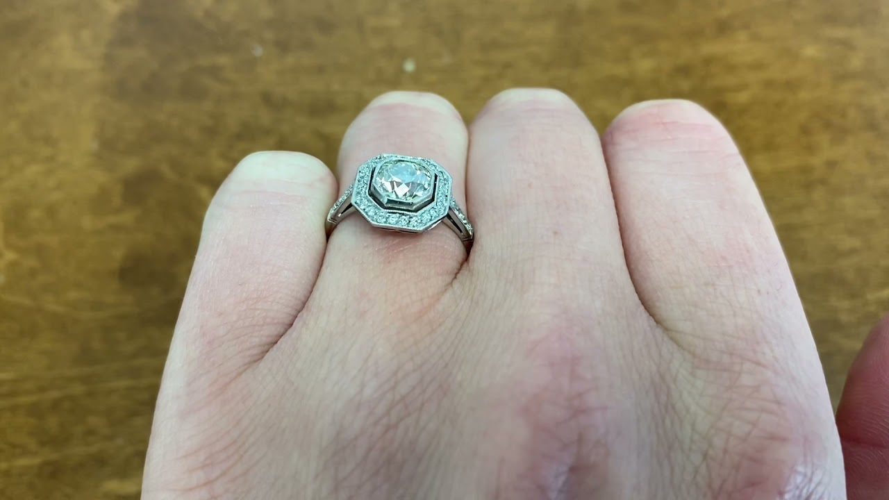 1.10 Carat Diamond Halo Ring - Ridgefield Ring - Hand Video