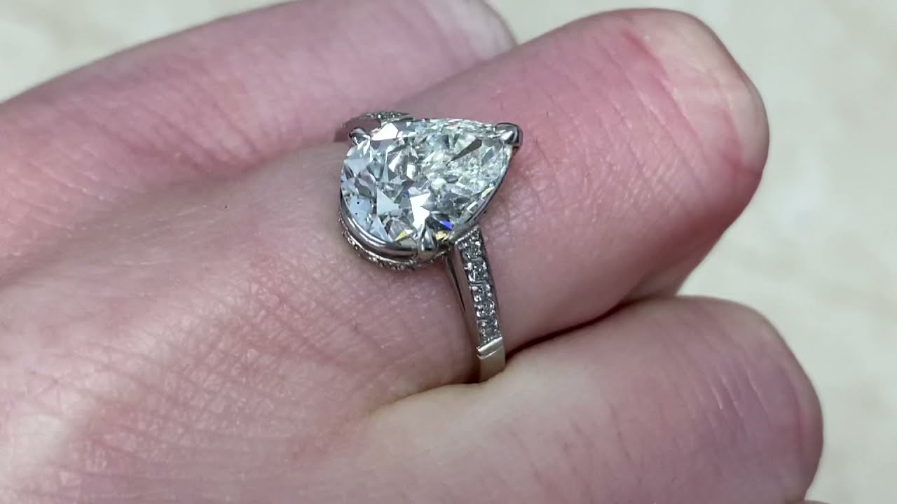 2.33ct Center Pear Shaped Diamond Engagement Ring - Alicante Ring - Hand Video