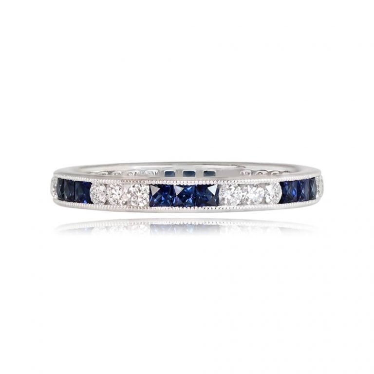 Three by Three Diamond and Sapphire Platinum Eternity Regent Band 2.60mm