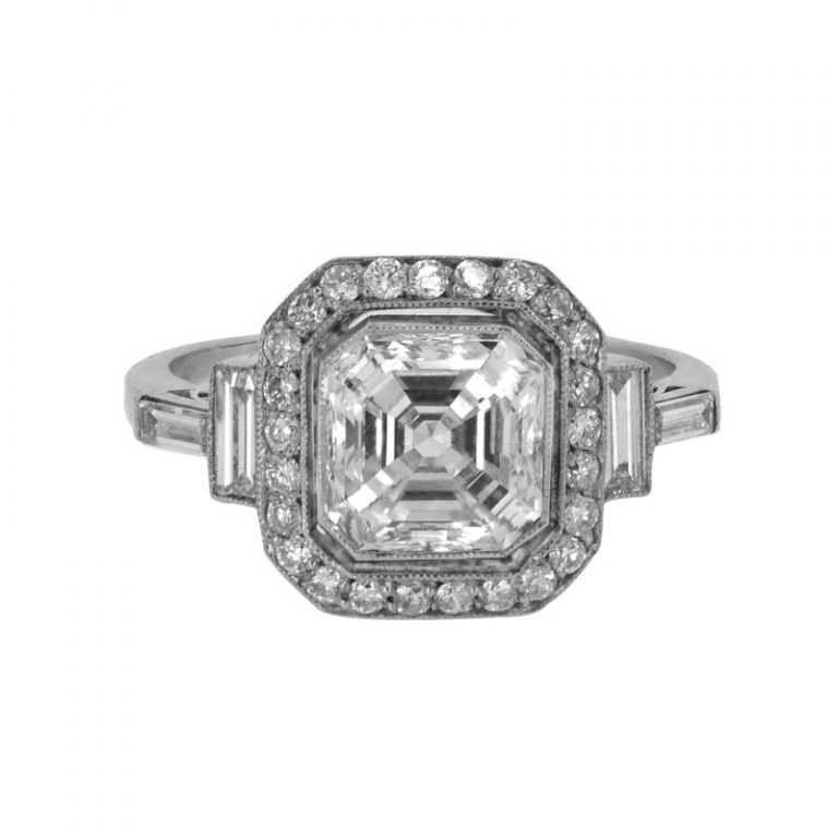 Asscher Cut and Baguette Diamond Ring