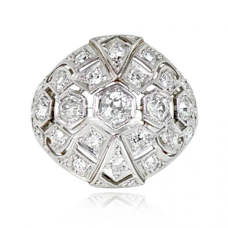 Edwardian Era Domed Diamond Media Ring, Circa 1900