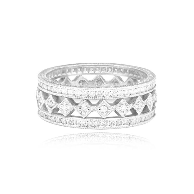 Triple 1.50ct Diamond Platinum Ontario Band 6.5mm