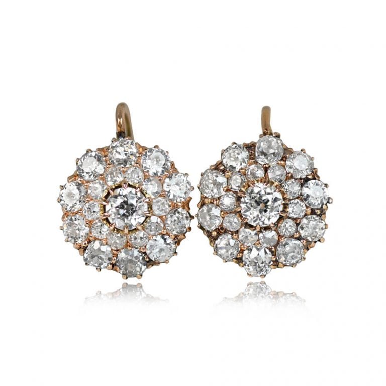 Antique Victorian Diamond Earrings. Cardiff Earrings, Circa 1880