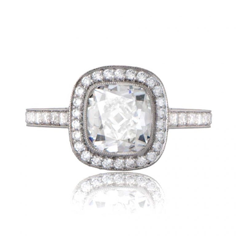 2.01ct Cushion Cut Halo Engagement Ring
