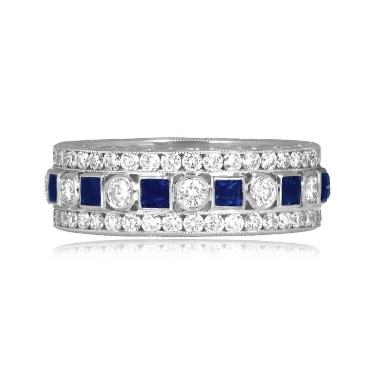 Diamond and Sapphire Accent Albion Band 6.8mm