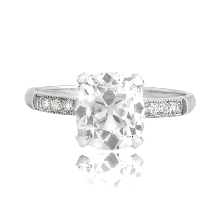 Vintage Cushion Cut Diamond Engagement Ring