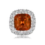 13.43 carat Citrine and double Diamond Halo ring Roscoff Ring 11029