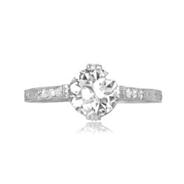 1 carat Diamond on Platinum Huntington Ring Top View 12199