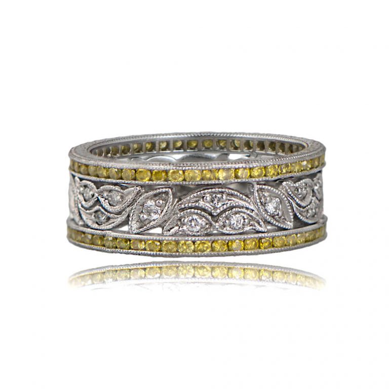 Leaf Motif Estate Wedding Band