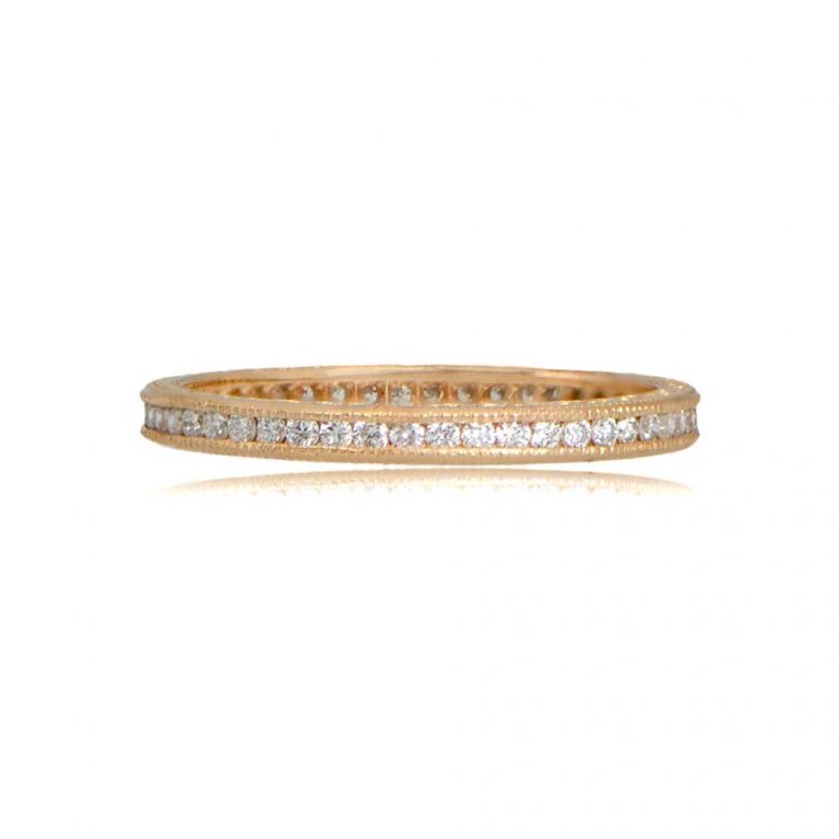 18k Yellow Gold Channel Set Diamond Montauk Band. 1.8mm