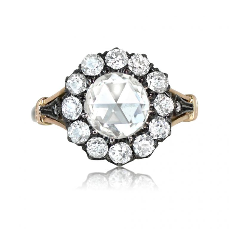 1.26ct Rose Cut Diamond Cluster Stamford Ring