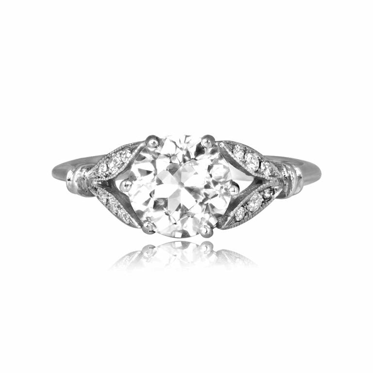1.59ct Diamond Leaf Motif Platinum Lyon Ring