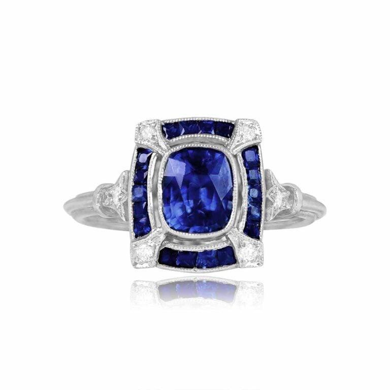 1.32ct Sapphire and Sapphire Halo Platinum Sorrento Ring