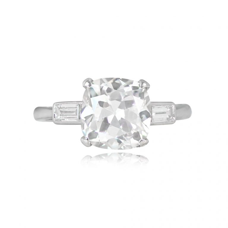 GIA 2.19ct Cushion Cut Diamond Mulberry Ring