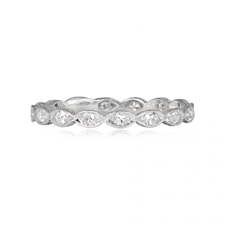 Antique Art Deco Marquise Wedding Band. Albans Band. Circa 1925