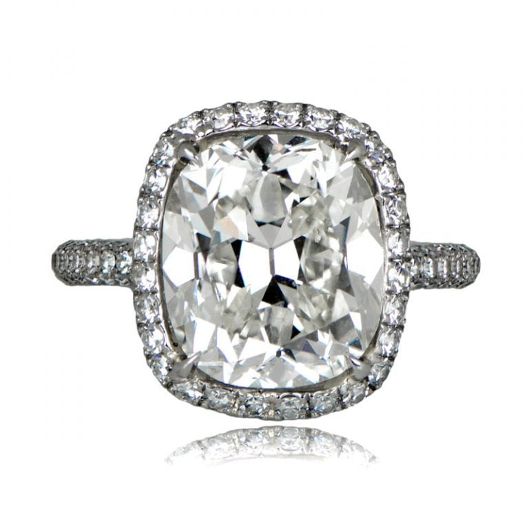 5.44ct Antique Cushion Cut Diamond Cheverny Ring