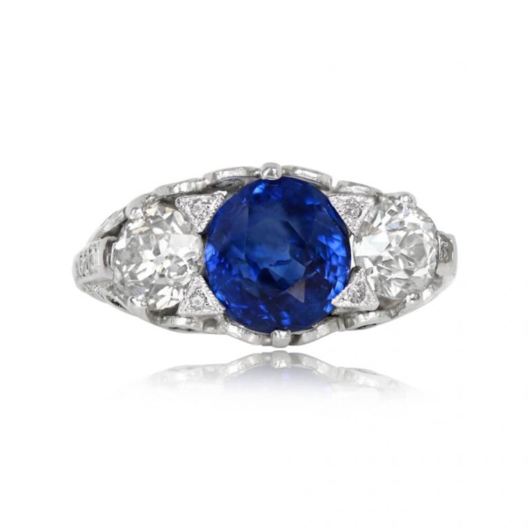 GIA 3.06ct Cushion Cut Ceylon Sapphire Ring. Queensland Ring