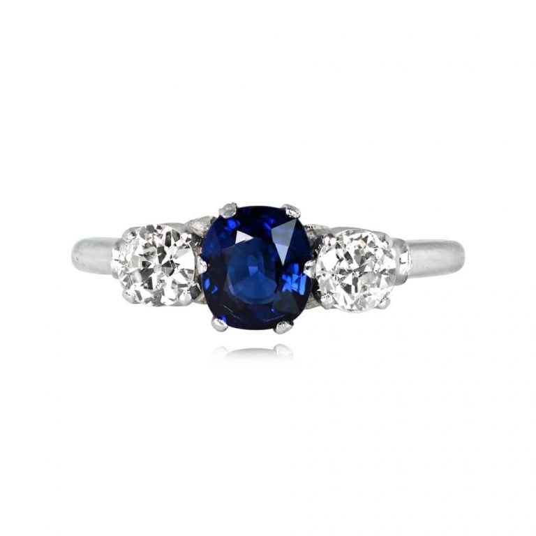 Antique Art Deco Three-Stone Cannes Sapphire Ring. Circa 1925