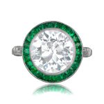 3.80 carat center Diamond Engagement Ring with Emerald Halo 11412vb