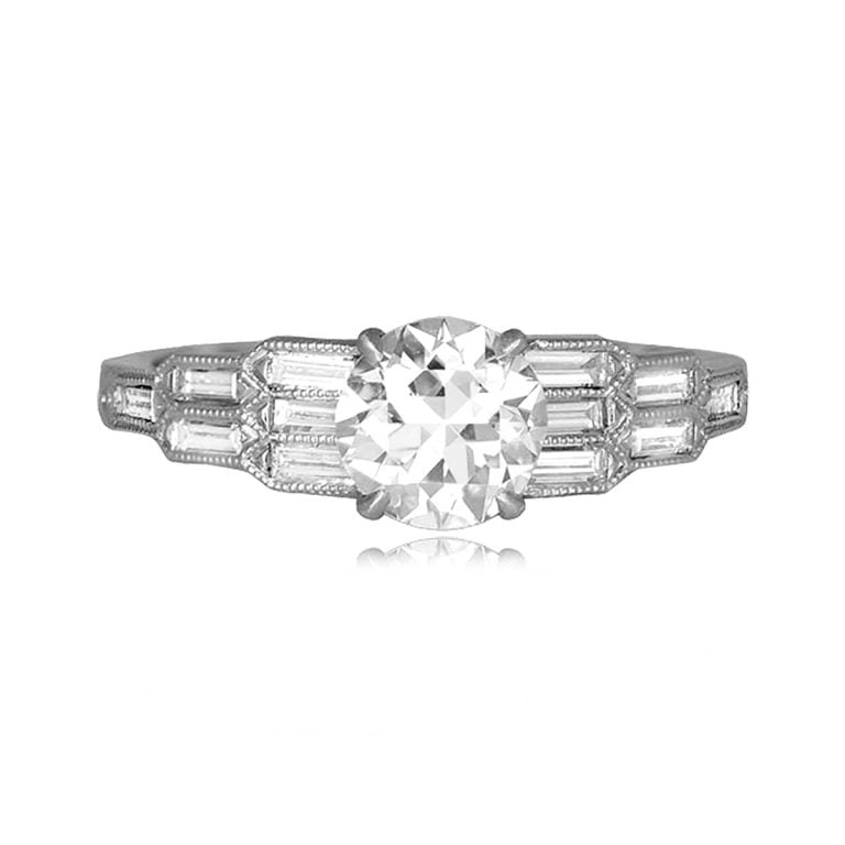 1.14ct Diamond Platinum Baguette Accent Lons Ring
