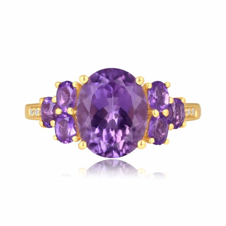 3ct Oval Amethyst and 18k Yellow Gold Edmonton Ring