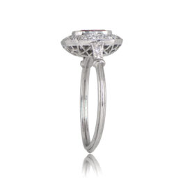 Top Side View Ruby Center Surrounded by Diamond Halo GS409