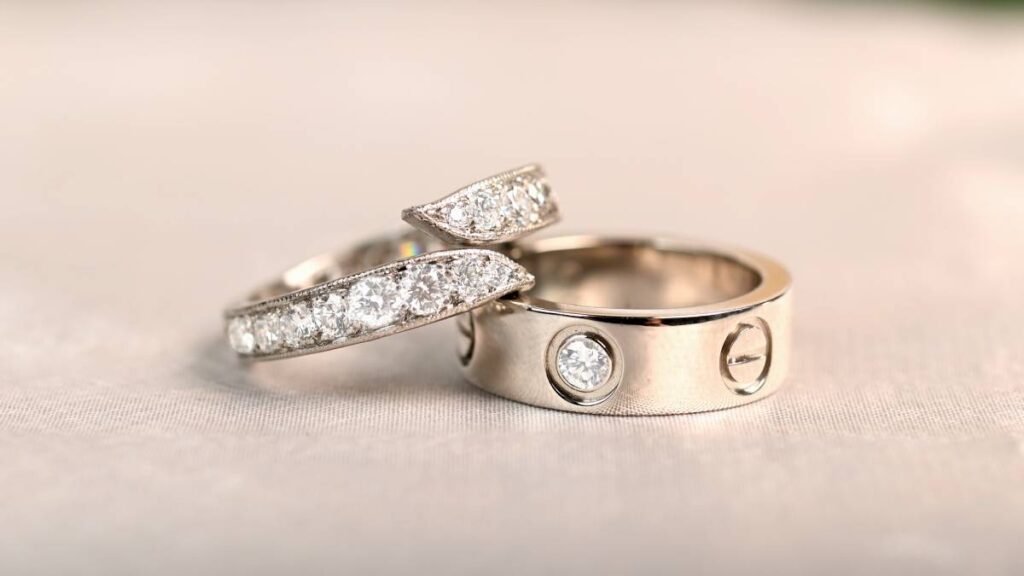 Cartier Diamond Love Band and Diamond Wedding Band