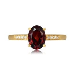 1.57 carat center oval cut Garnet and Diamond Tarboro Ring 16109 top view photo