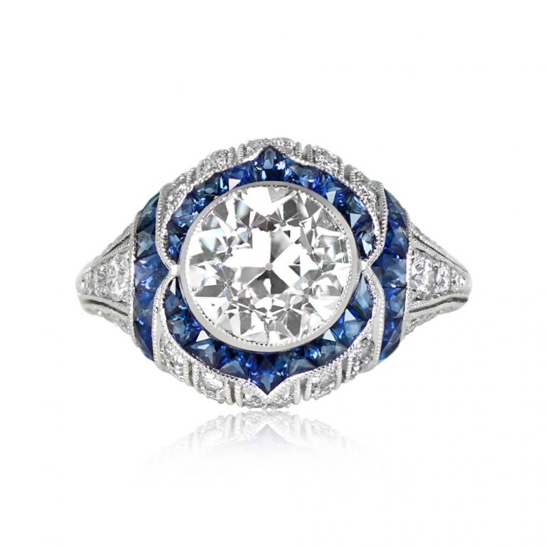 1.96ct old European Cut Diamond Platinum Ring