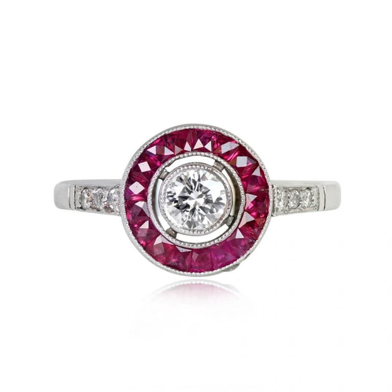 Colton Ring. Platinum Diamond and Ruby Ring