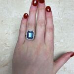 3.20ct Center Emerald Cut Aquamarine Ring Denver Ring F1