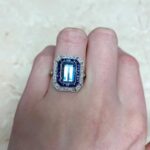 Aquamarine Sapphire and Diamond Halo Ring Denver Ring F2