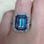 Sapphire and Diamond Double Halo Ring Denver Ring F3