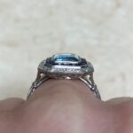 Platinum Aquamarine Halo Gemstone Cocktail Ring Denver Ring F4