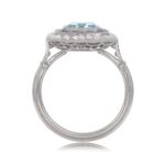2.50ct Sapphire and Diamond Halo Platimum and Aqauamrine Ring