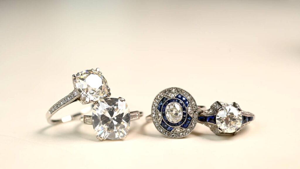 Antique Cushion Oval and Old European Cut Diamond Rings