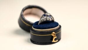 Rare Art Deco Diamond Engagement Ring in Antique Box