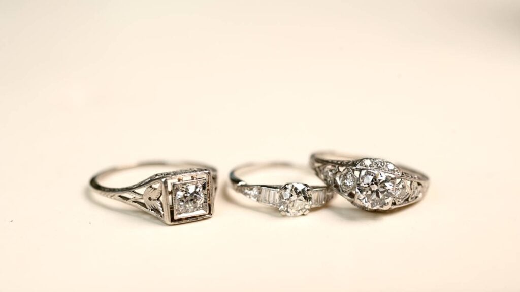 Shape overhead of art deco diamond rings