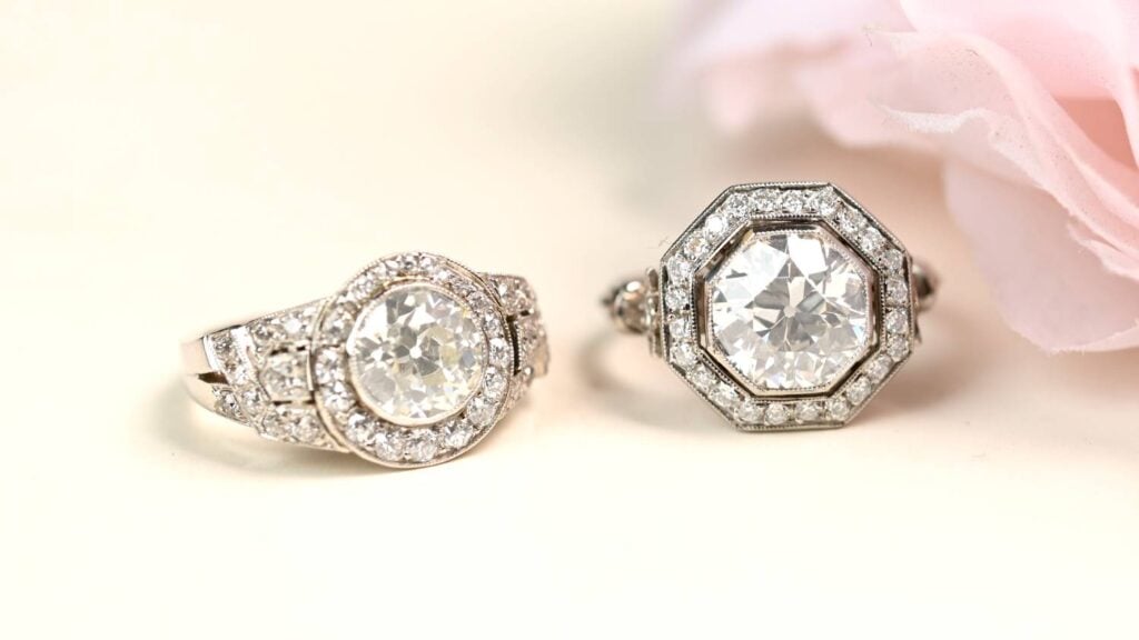 Vintage Art Deco Engagement Ring and Art Deco Style Engagement Ring
